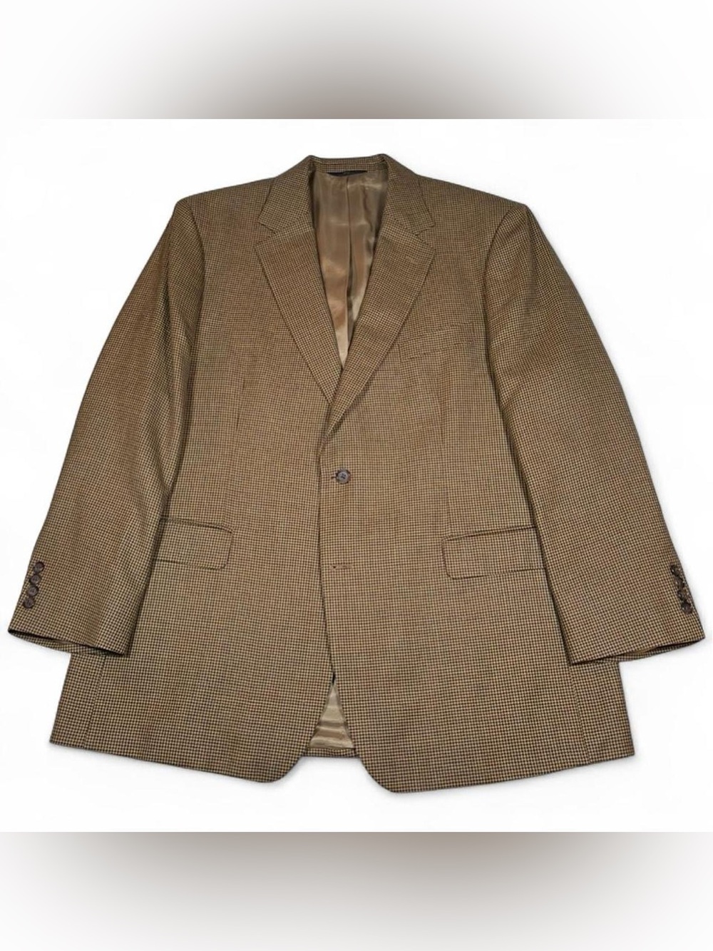 VTG Brooks Brothers Brown & Navy Puppytooth Blazer Sport Coat Men’s Size 46R
